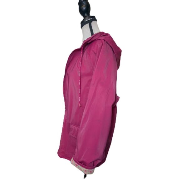 JG Hook Floral Lined Rain Jacket Size Small | Raspberry Pink Hooded Waterproof - Picture 7 of 12